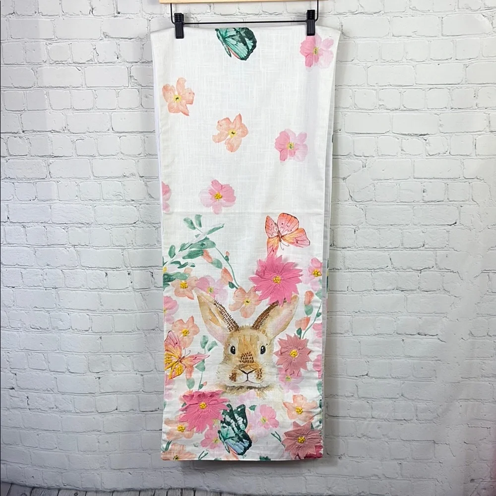 HOP AWAY HOME Bunny Rabbit Spring Cotton Table Runner 16